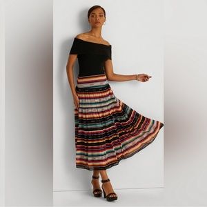 Ralph Lauren Women's Striped Crinkle Georgette Skirt